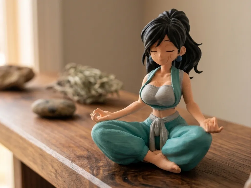 Fille sereine en méditation Anime Support d'étagère Compagnon de bureau - Sport Print