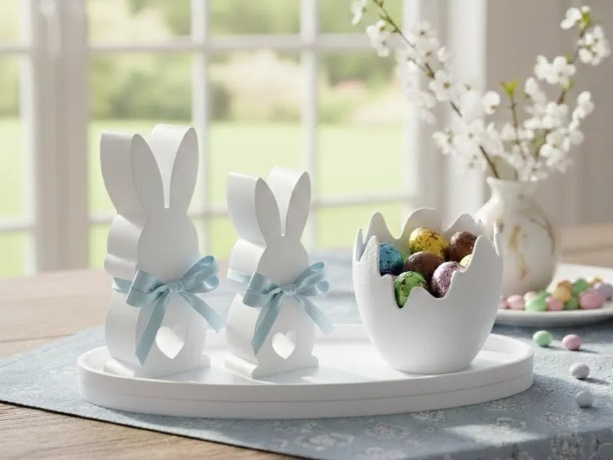 Ensemble de Décoration Lapin de Pâques avec Œuf Fêlé - Fêtes Print