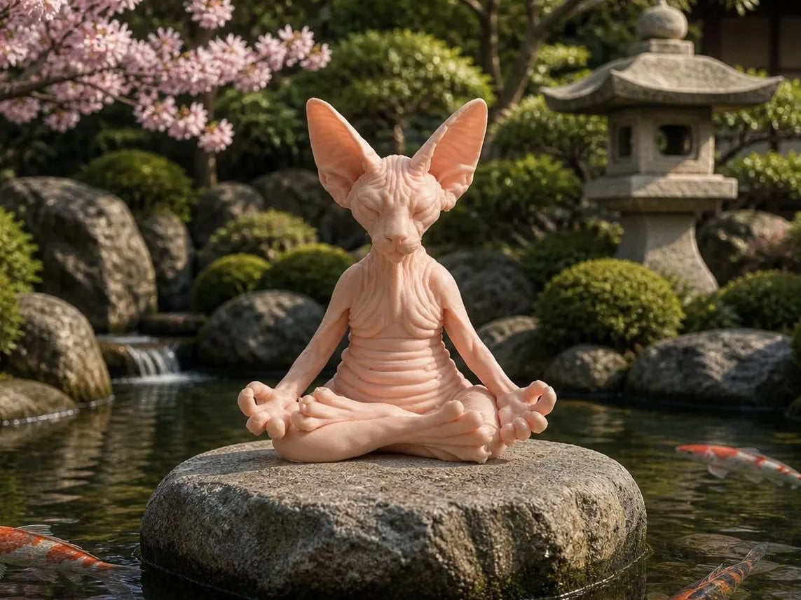 Figurine de chat Sphynx méditant Décoration Yoga Zen - Sport Print