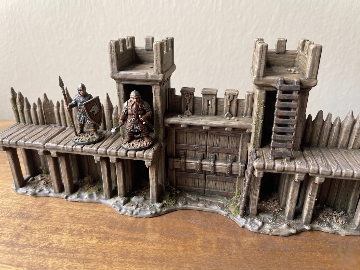 Terrain de table - Mur de Palissade en Bois avec Porte - Jeux Print