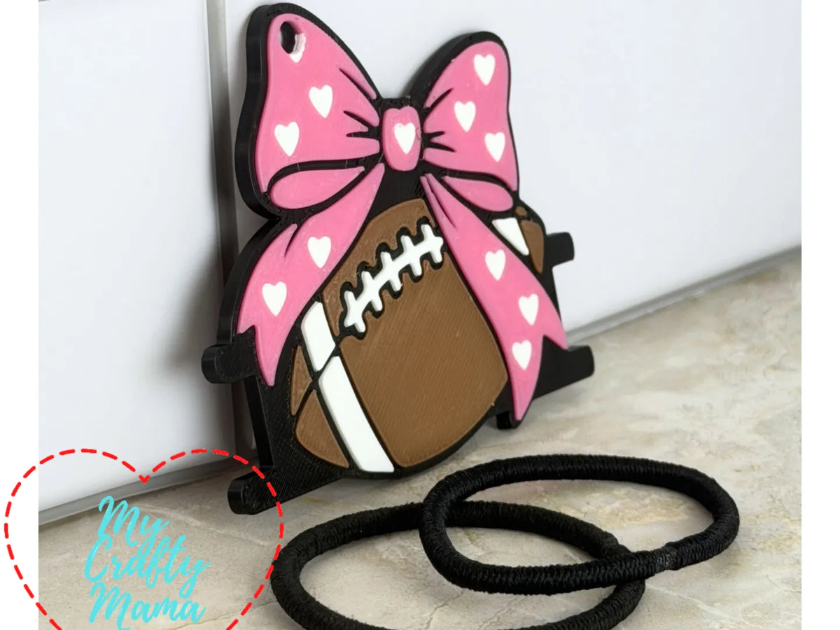 Porte-clés en élastique à cheveux avec un nœud décoratif sur un ballon de football - Cosplay Print