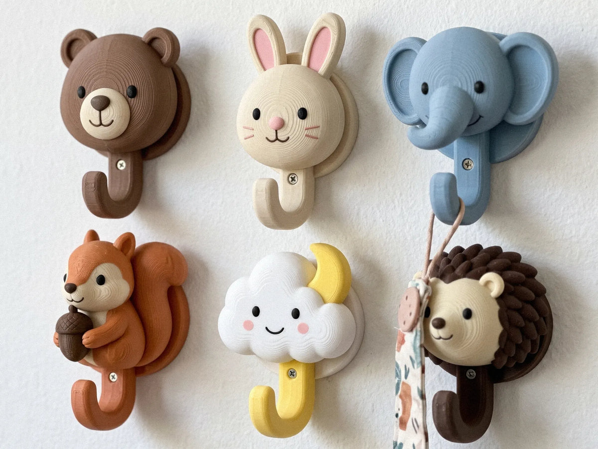 Patères murales animaux mignons pour chambre d'enfant - Maison Print