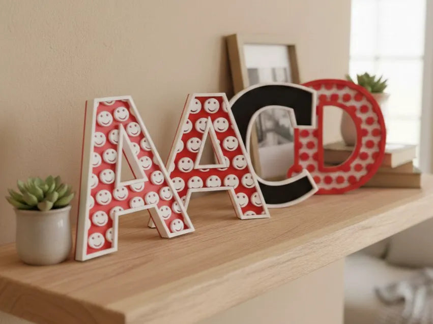 Concepteur de décoration de lettres avec motifs d'emoji - Art Print