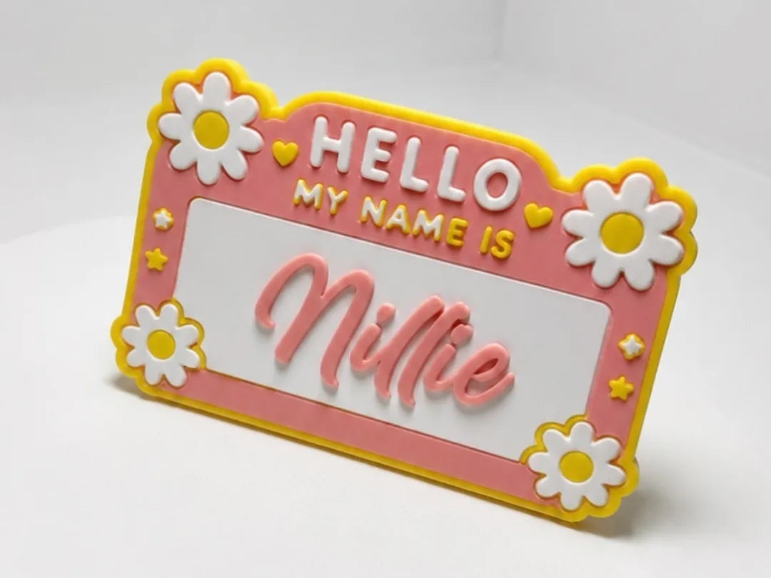 Plaque/couverture de badge "Bonjour mon nom est" - NFC Print