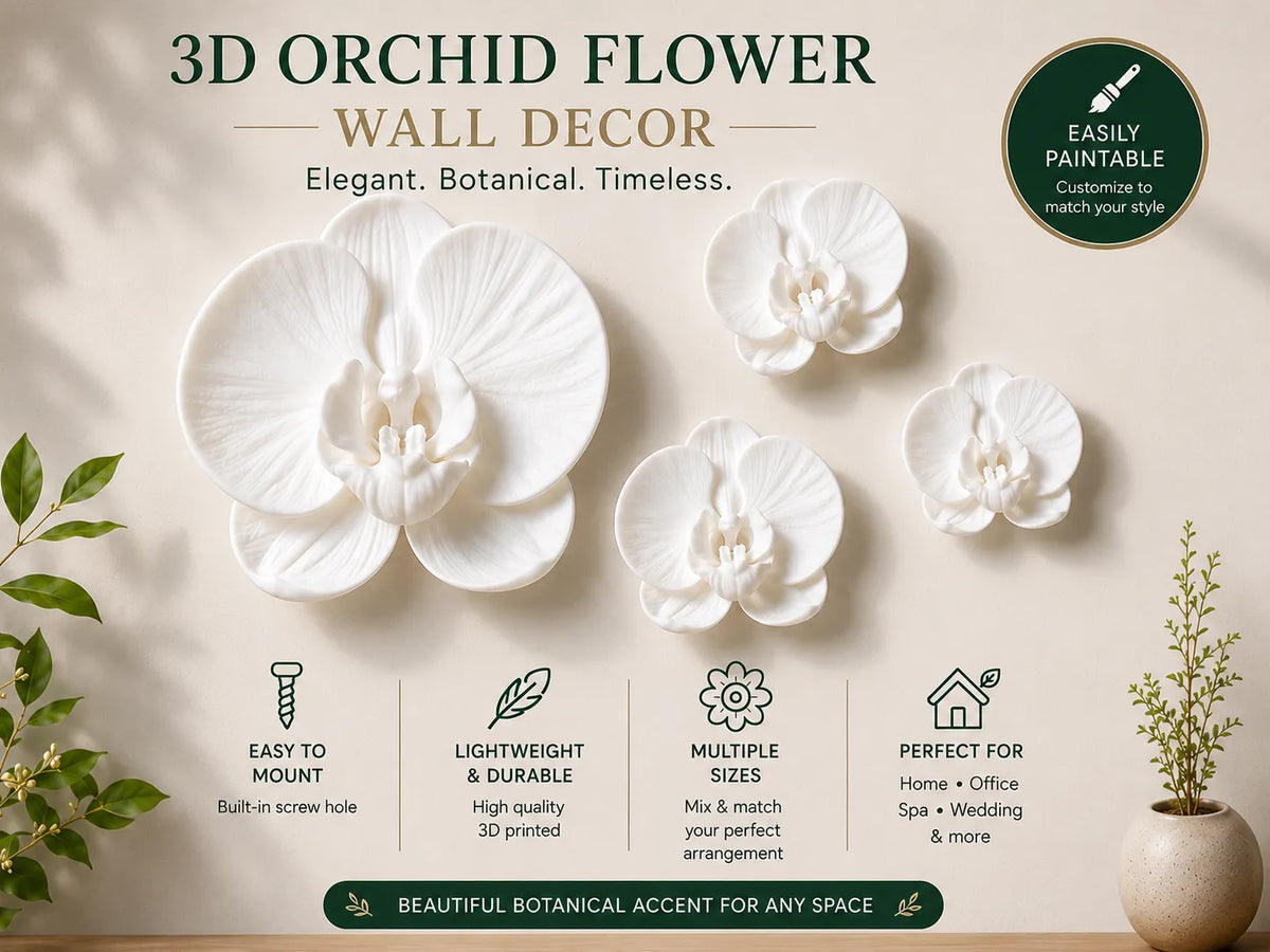 Décor mural en forme de fleur d'orchidée avec trou de vis caché - Art Print