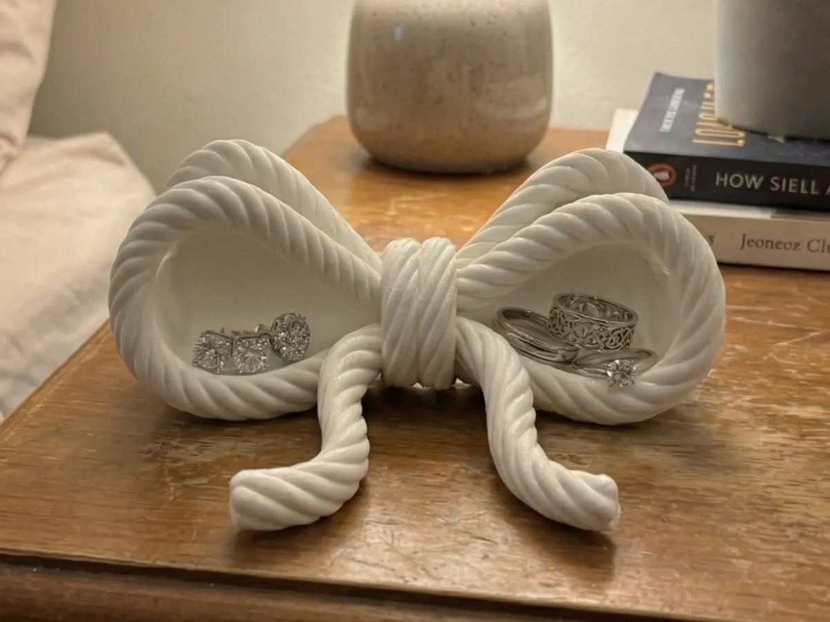 Plat à bijoux Nœud en corde, plateau à bibelots coquet - Bijoux Print