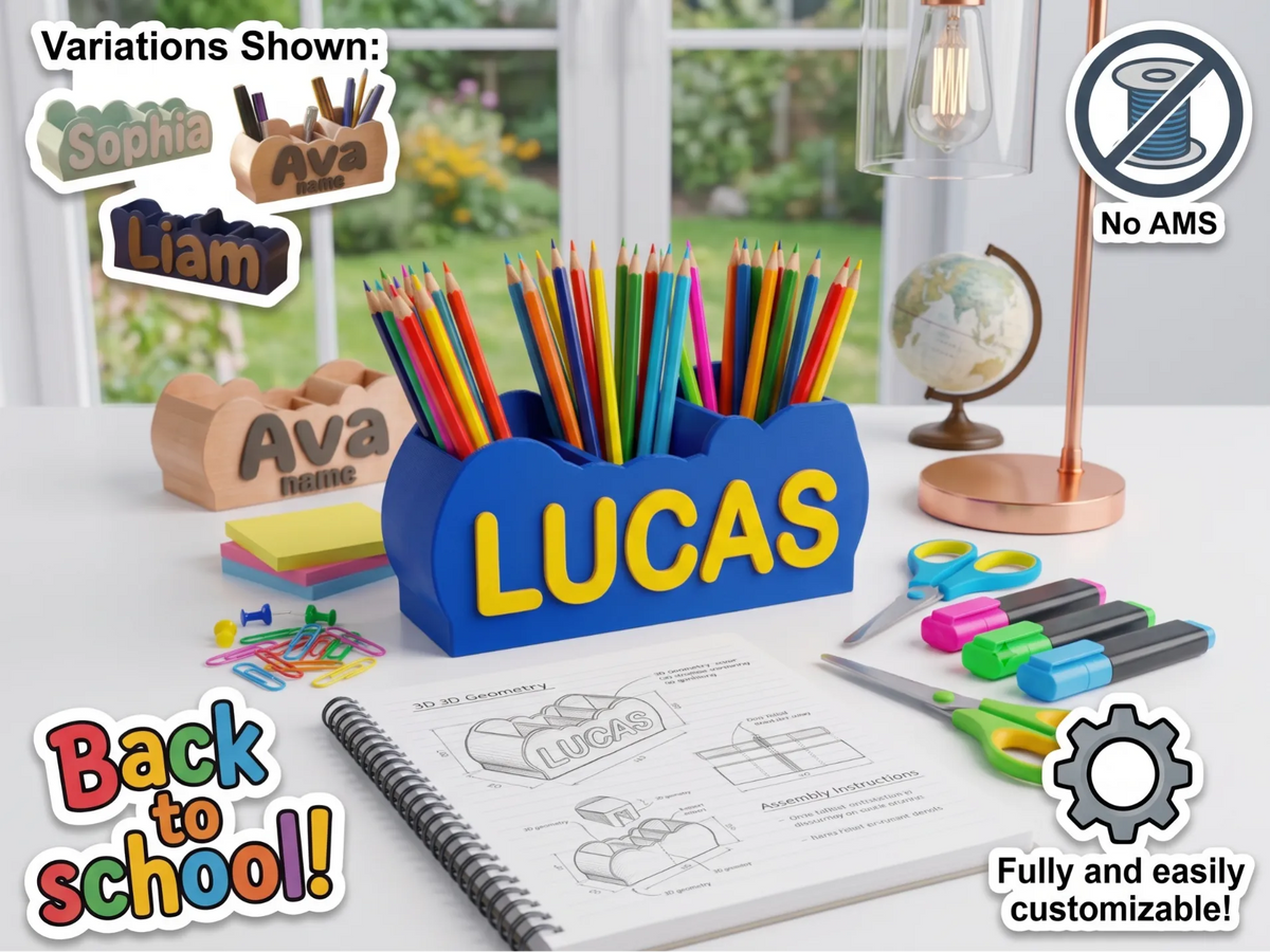 Organiseur de bureau personnalisable avec nom pour la rentrée scolaire - Cadeau Print