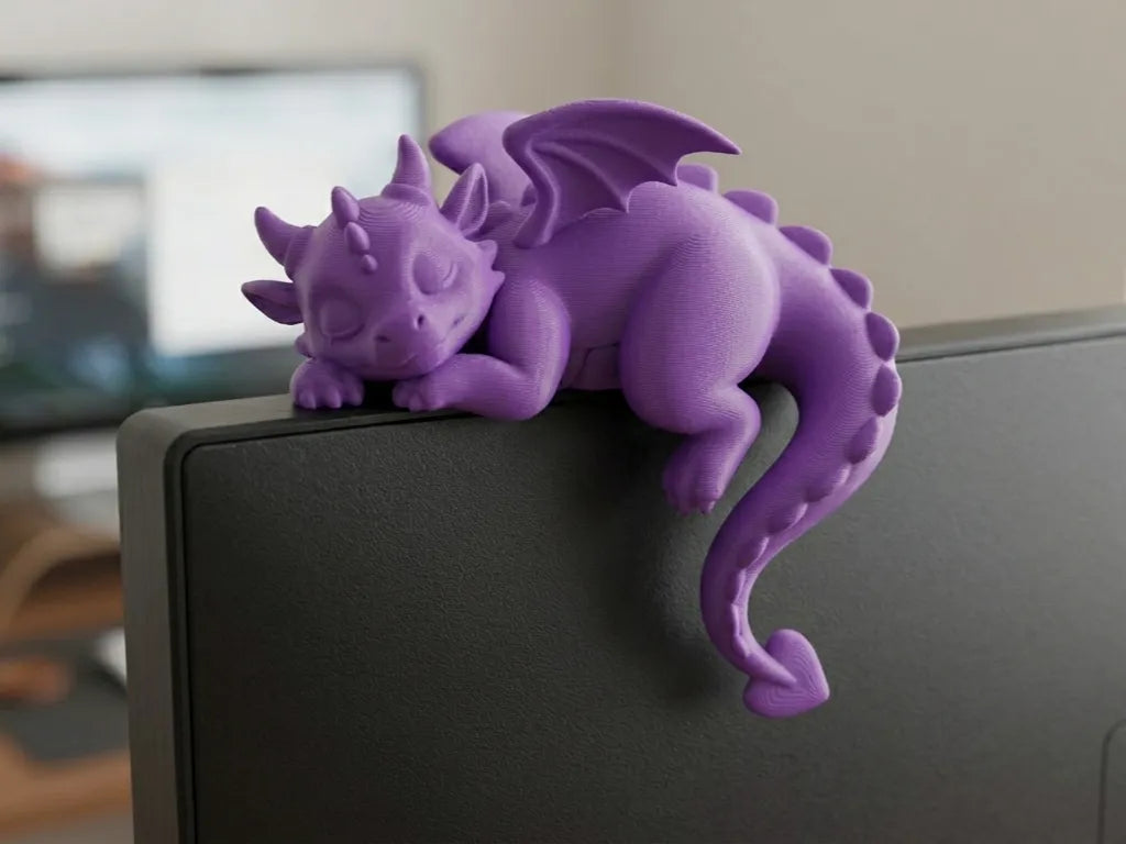 Le Dragon paresseux compagnon de bureau s'accrochant au bord et Ornement - Figurine Print