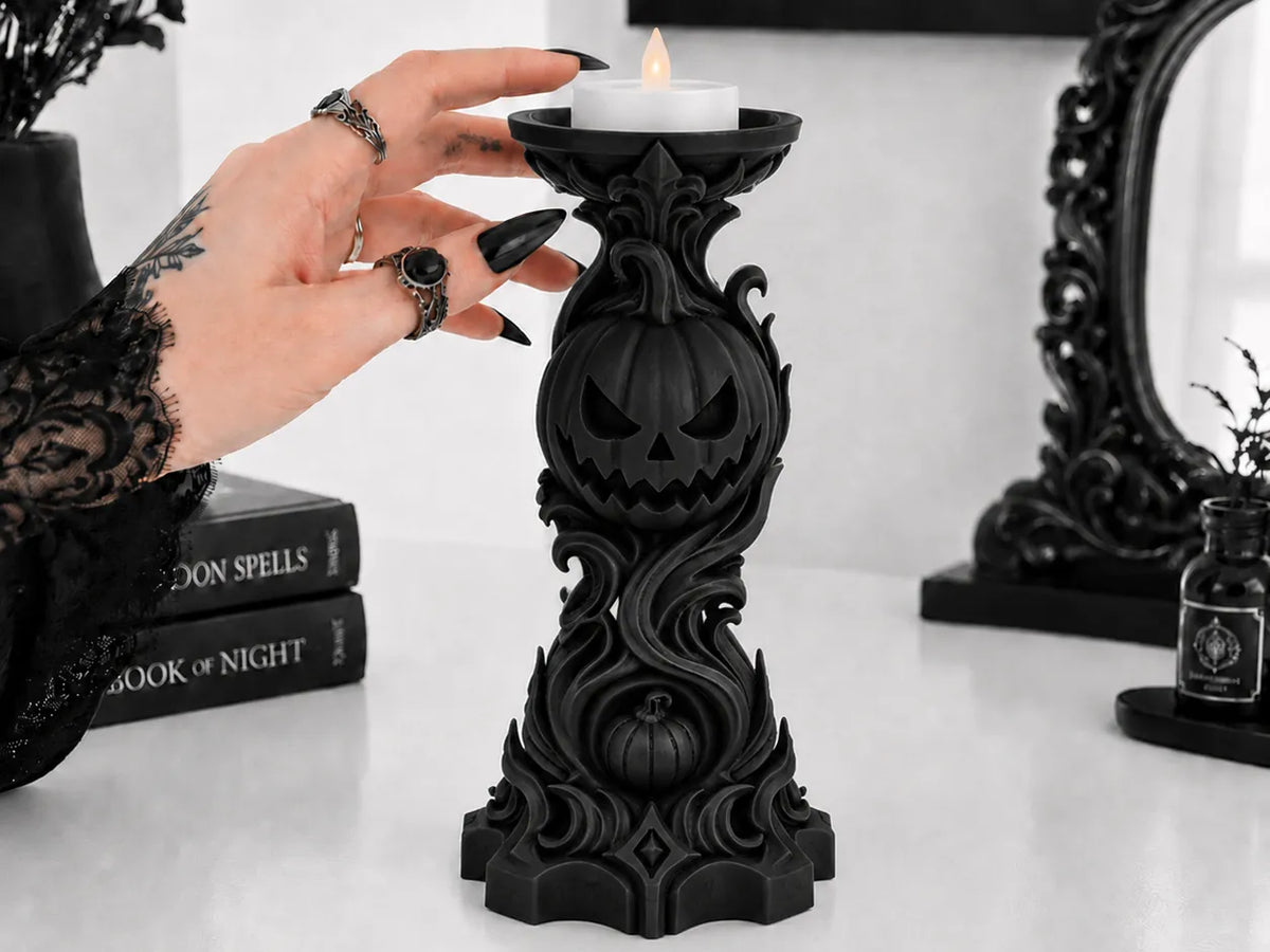 Porte-bougie chauffe-plat LED gothique Citrouille d'Halloween Samhain - Lumière Print