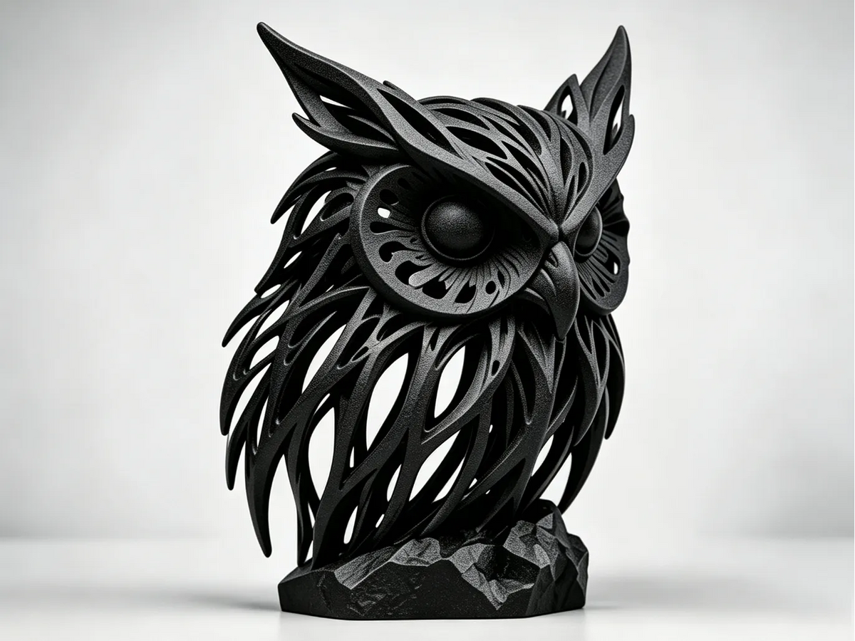 FlowWeave Buste de Grand-duc – Sculpture moderne - Art Print