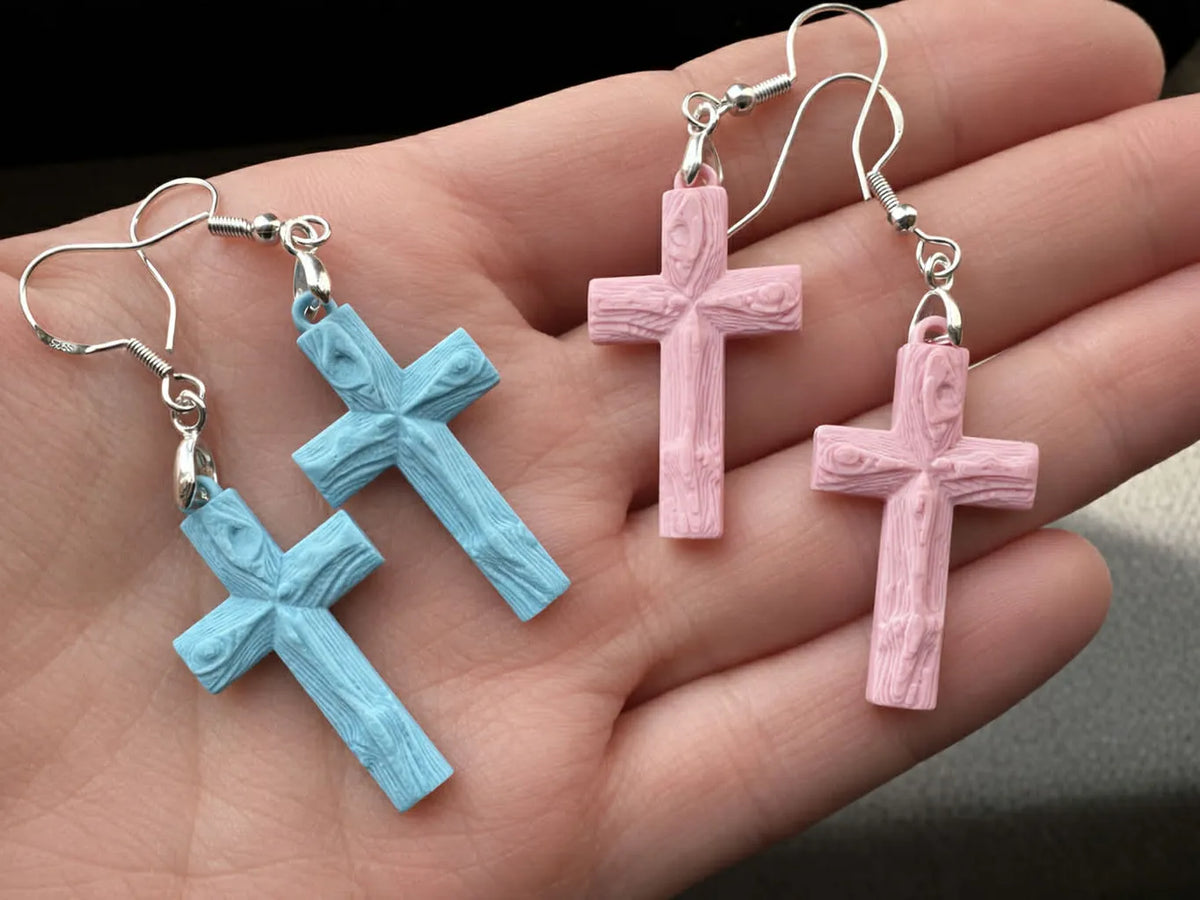 Boucles d'oreilles pendantes en croix - Bijoux Print