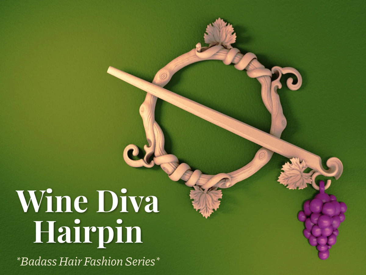 Épingle à cheveux Diva du Vin - Accessoire capillaire Vigne - Cosplay Print