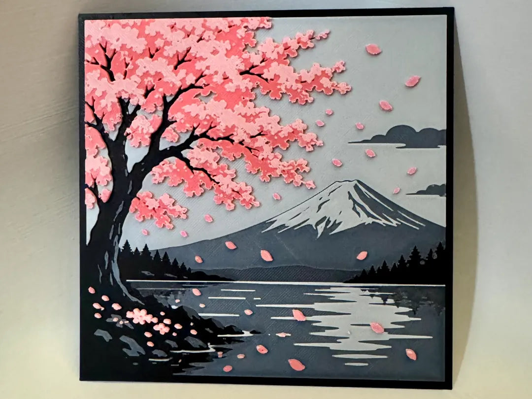 Hueforge de Montagne de Fleurs de Cerisier - Art Print