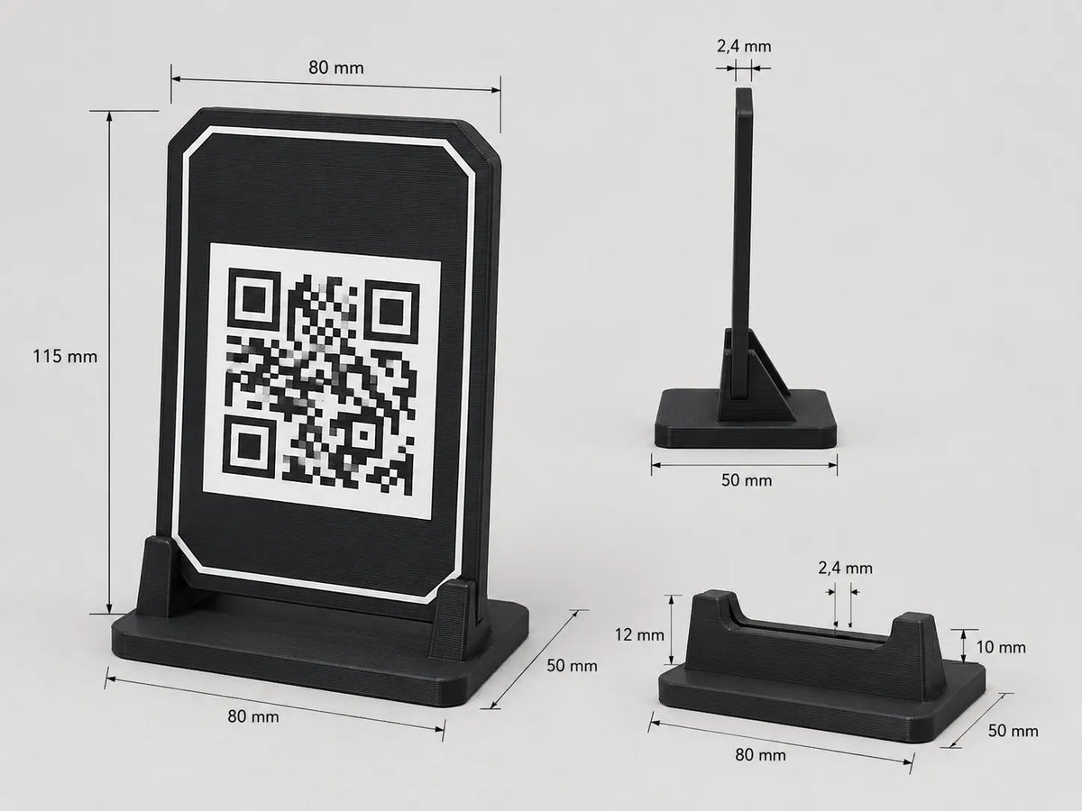 Plaque de code QR personnalisable avec support - NFC Print