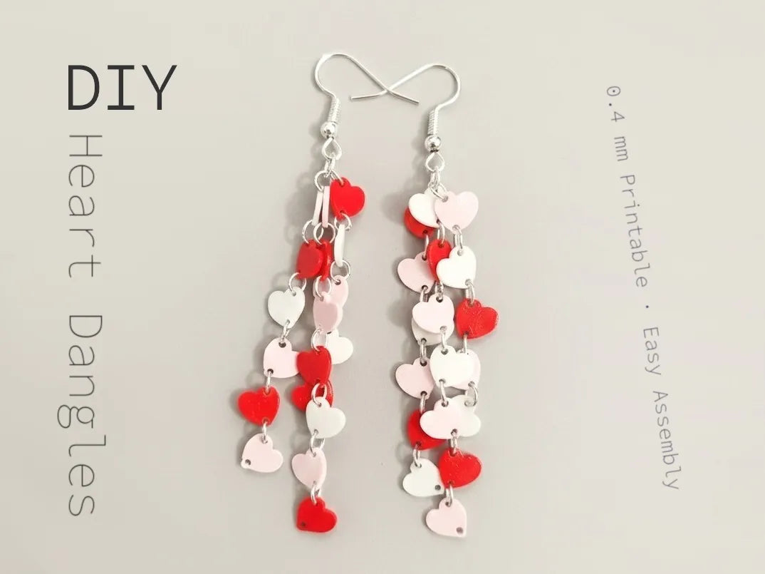 Boucles d'oreilles pendantes cœur DIY - Bijoux Print