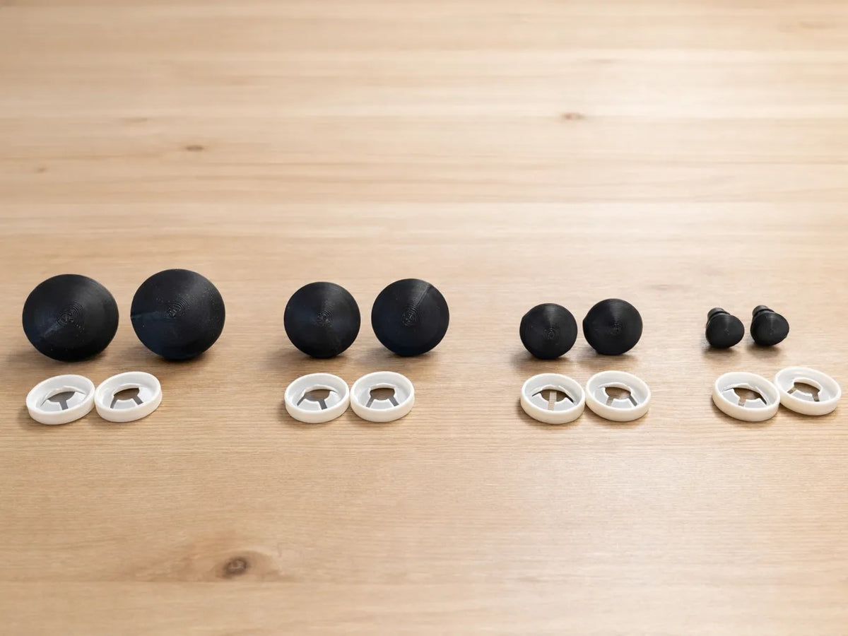 Yeux noirs à clipser de plusieurs tailles pour fil épais - Maquette Print