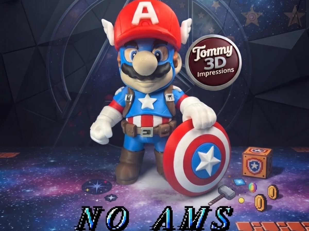Mario Captain America - crossover - Geek Print