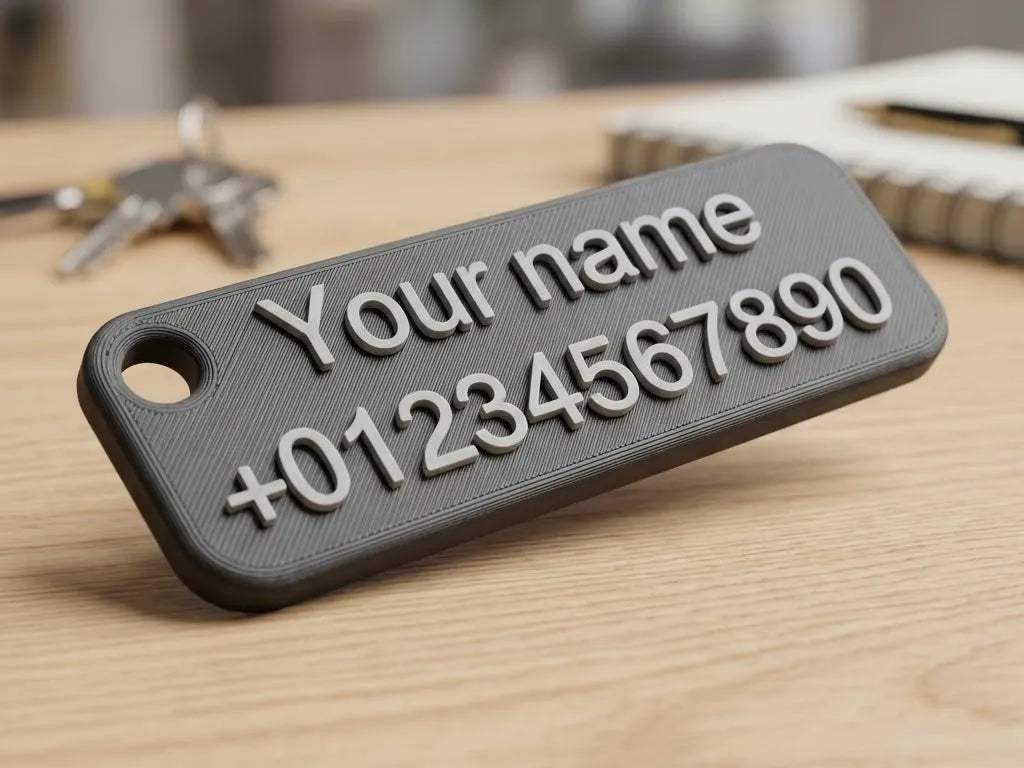Porte-clés de contact 2 lignes entièrement personnalisable - Cadeau Print