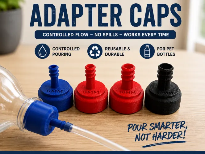 Bouchons adaptateurs de tuyau pour bouteilles PET 6mm, 8mm, 10mm & 12mm - Vélo Print