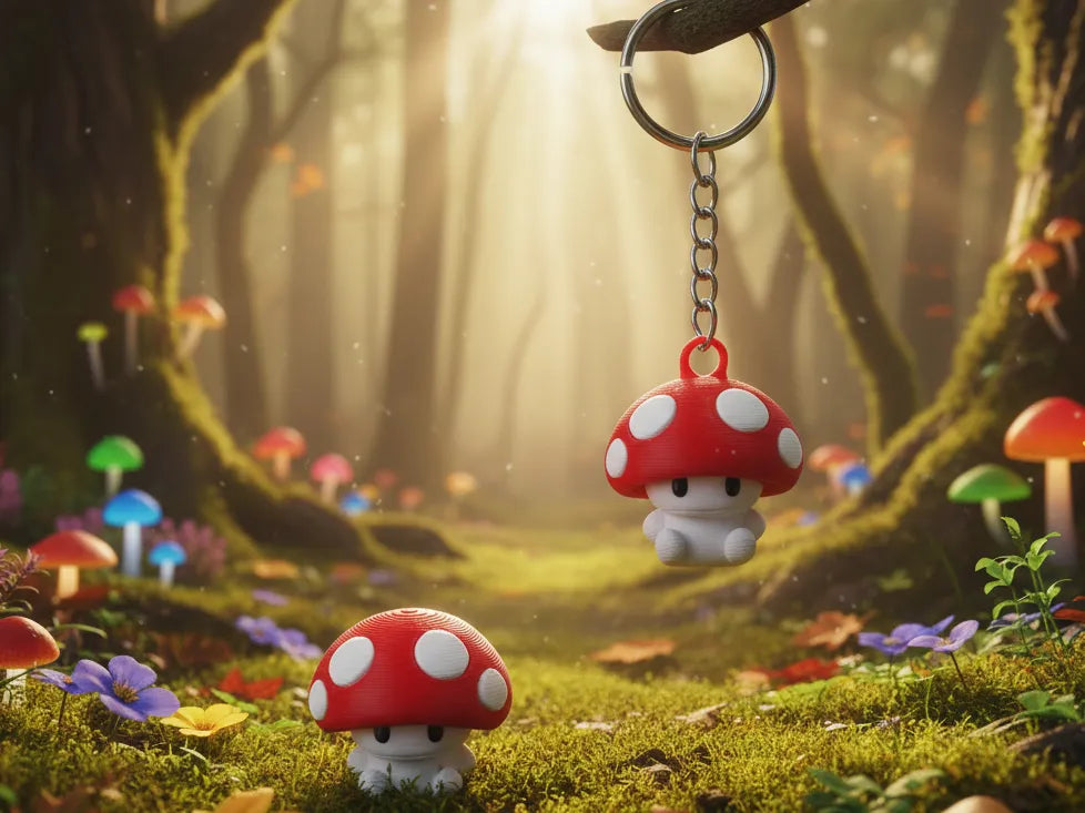 Mignon porte-clés champignon - Mini porte-clés champignon - Figurine Print