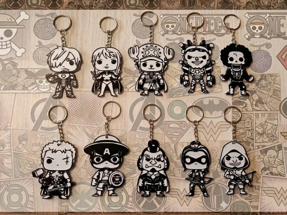 Superhero One Piece - porte-clés à colorier - Geek Print
