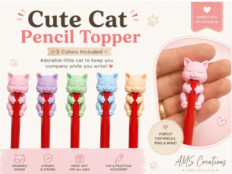 Serre-crayon chat mignon - Geek Print