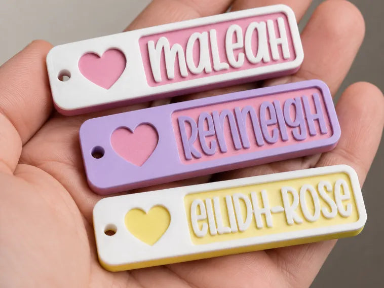 Porte-clés Cœur Encastré Personnalisé avec Nom - Cadeau Print