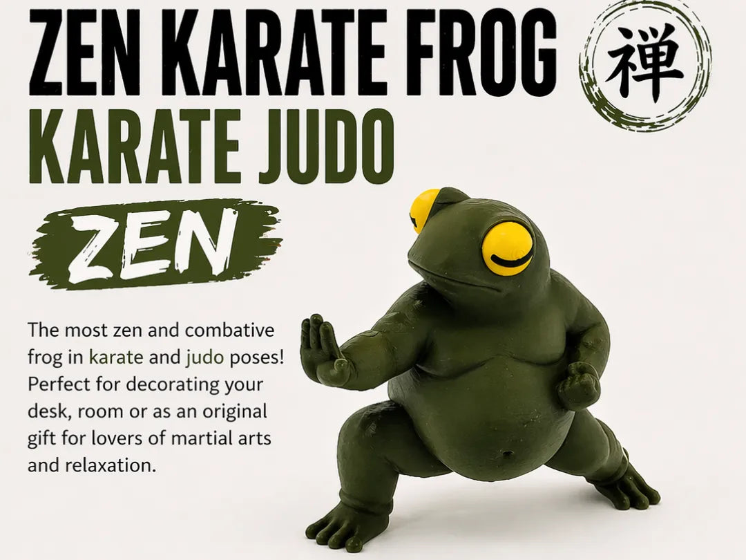 Grenouille Zen Karaté Mignonne kawaii Pose Judo Décor de Bureau - Sport Print