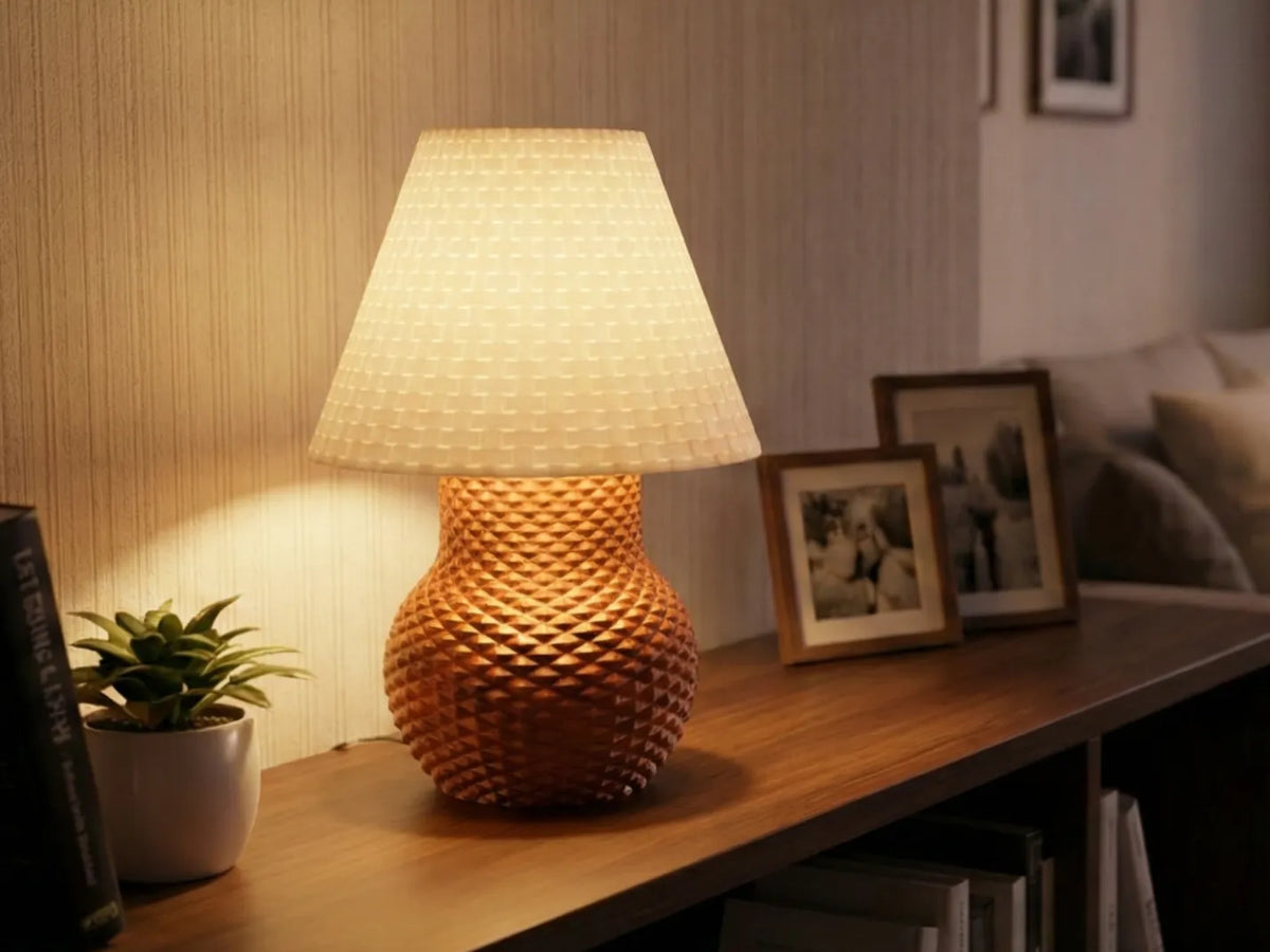 Lampe de table géométrique moderne Abat-jour texturé E14 - Lumière Print