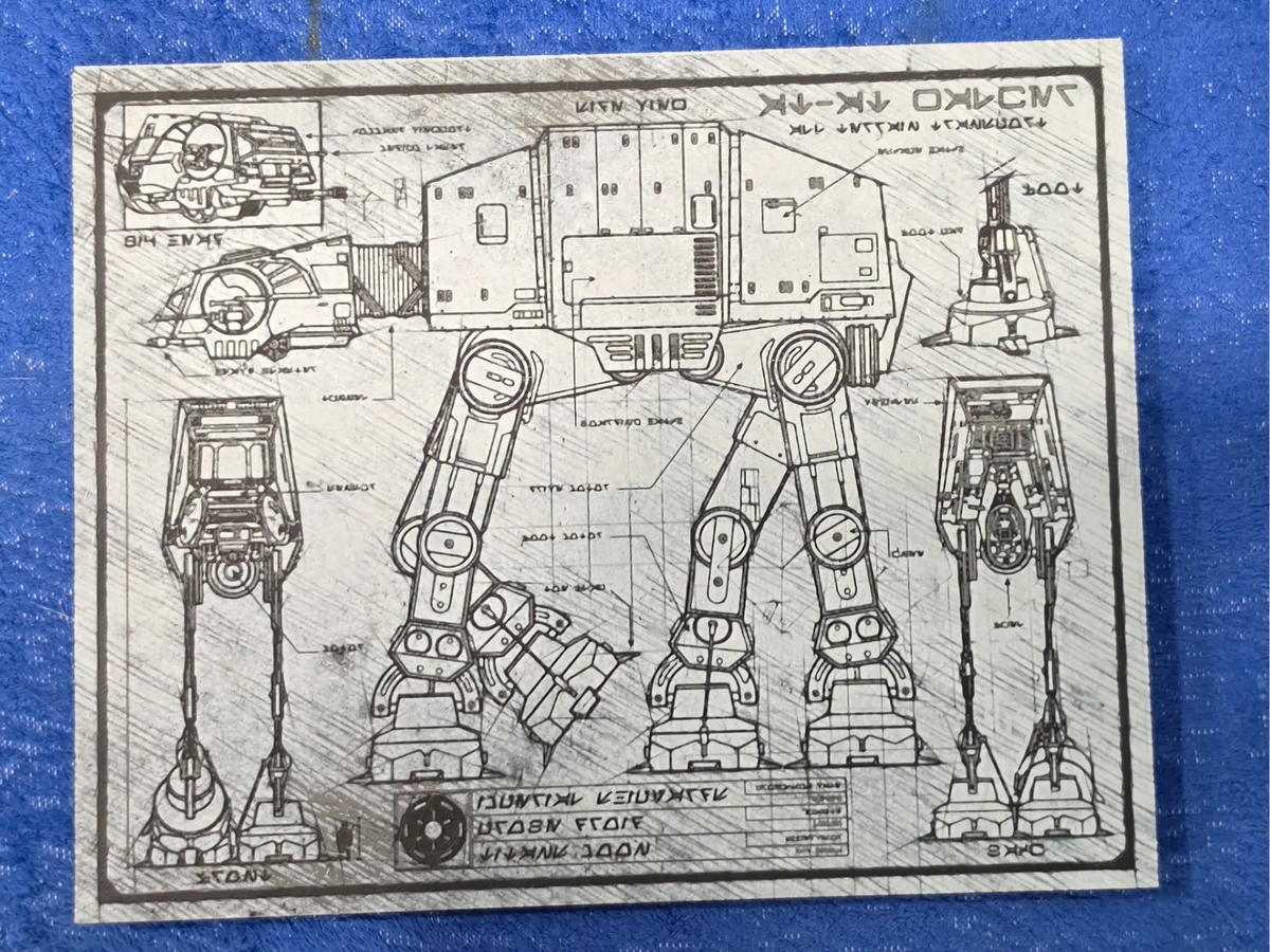 Art Mural de Plan Technique du Marcheur AT-AT Impérial - Art Print