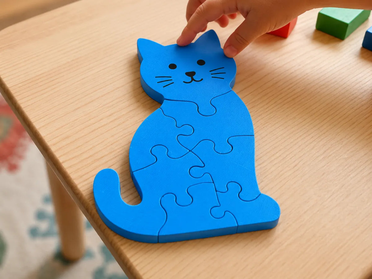 Puzzle 3D de chat pour enfants de style bois - Bébé Print