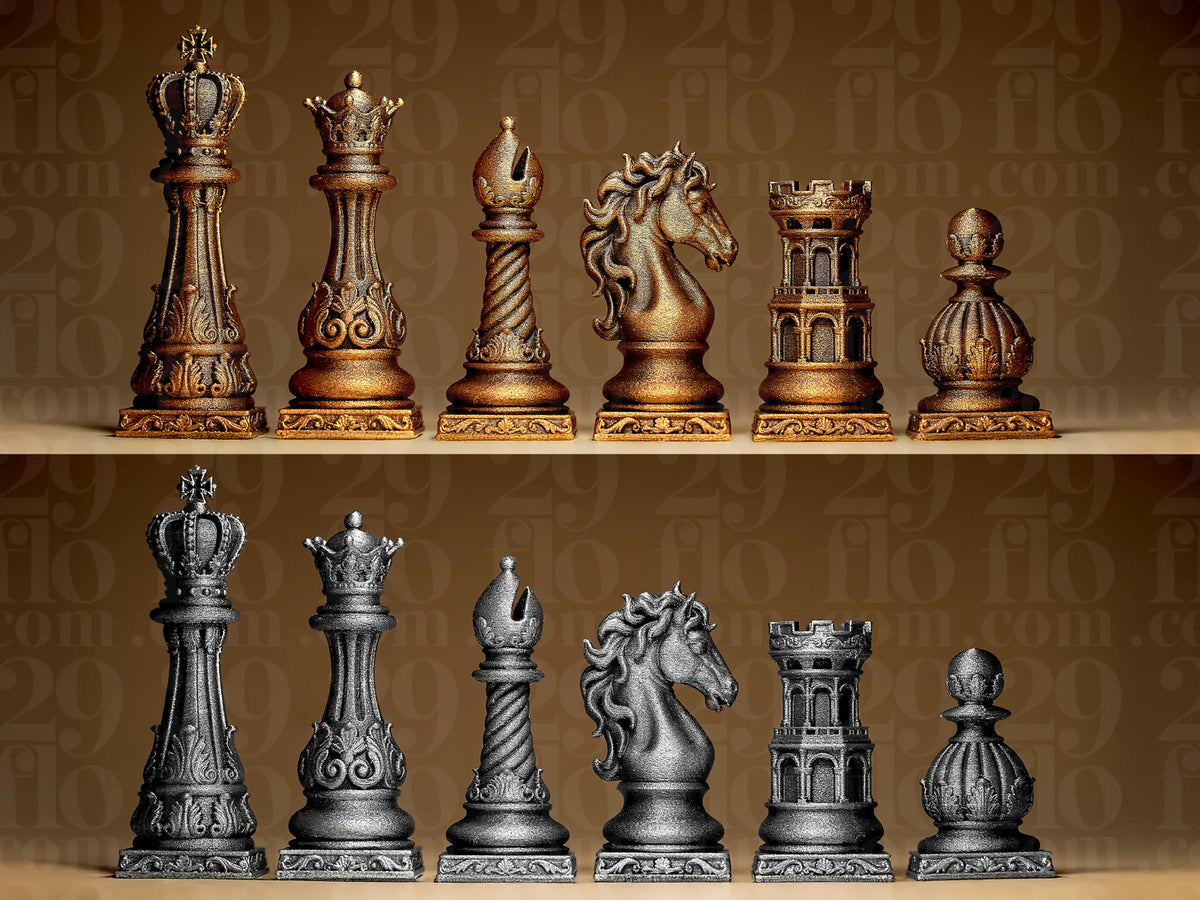 Jeu d'échecs complet de style baroque orné - Jeux Print