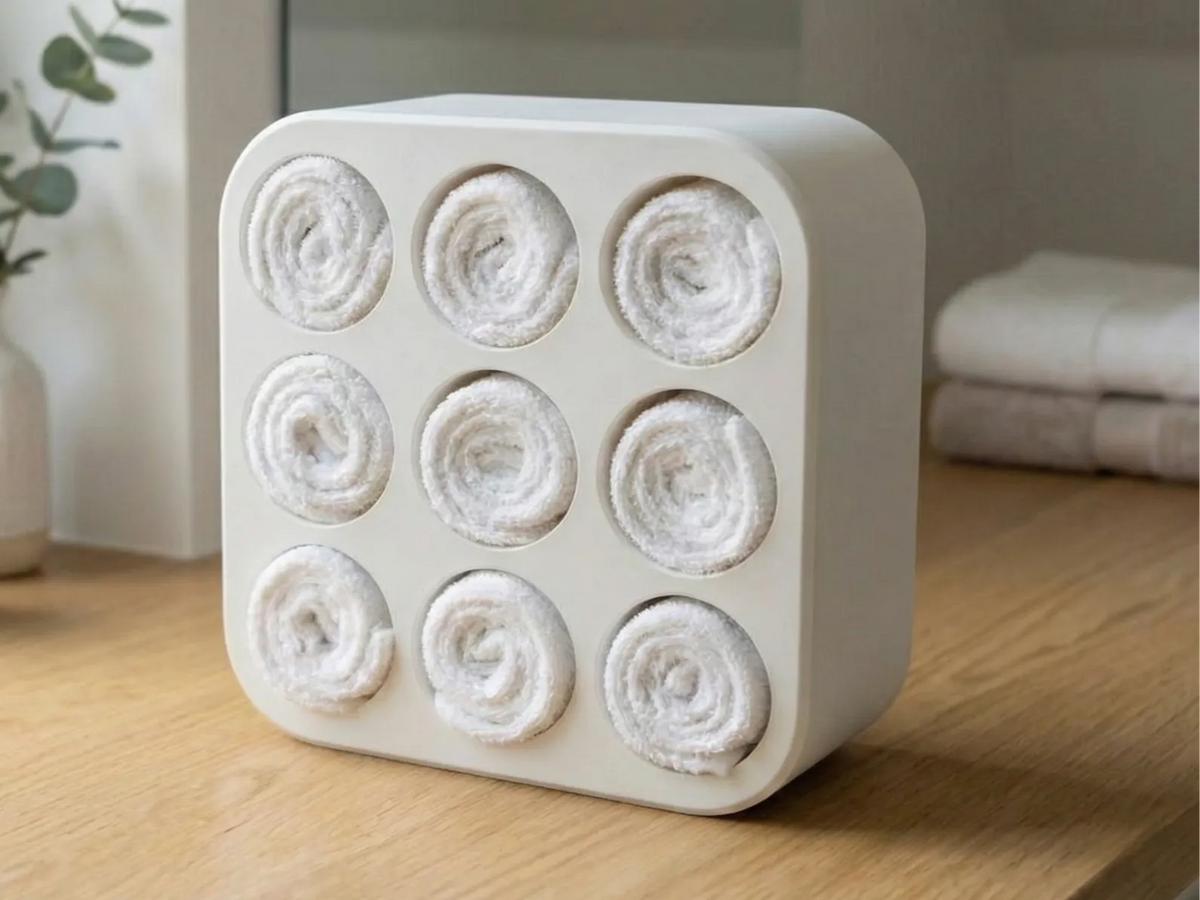 Organisateur de Rouleaux de Serviettes Moderne - 9 Fentes Style Spa - Beauté Print