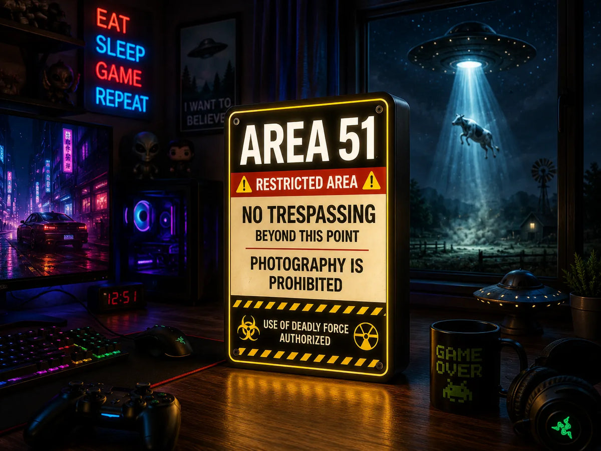 Boîte lumineuse du panneau d'avertissement de la Zone 51 - Bureau Print