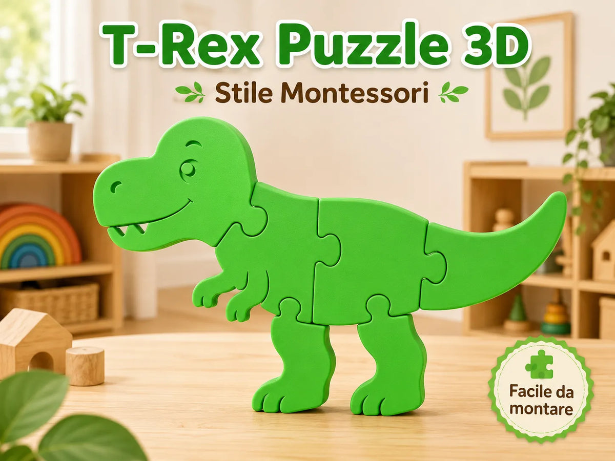 Puzzle T-Rex 3D Montessori – Jouet Dino Éducatif - Maquette Print