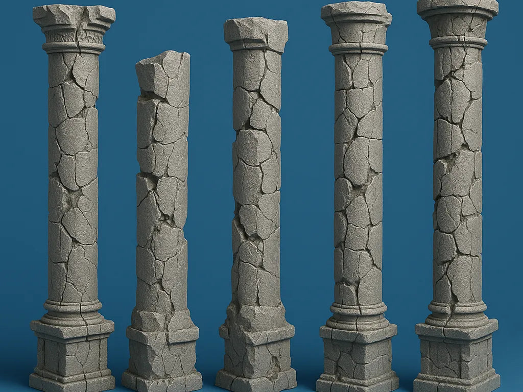 Anciennes colonnes de pierre en ruine pour décor de DnD - Jeux Print