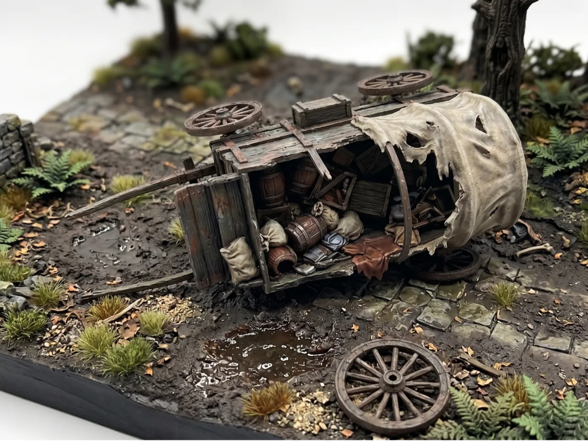 Décor de table dispersé - Chariot renversé - Maquette Print