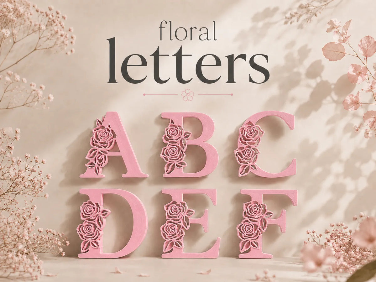 Lettres Monogramme Rose Police Florale - Art Print