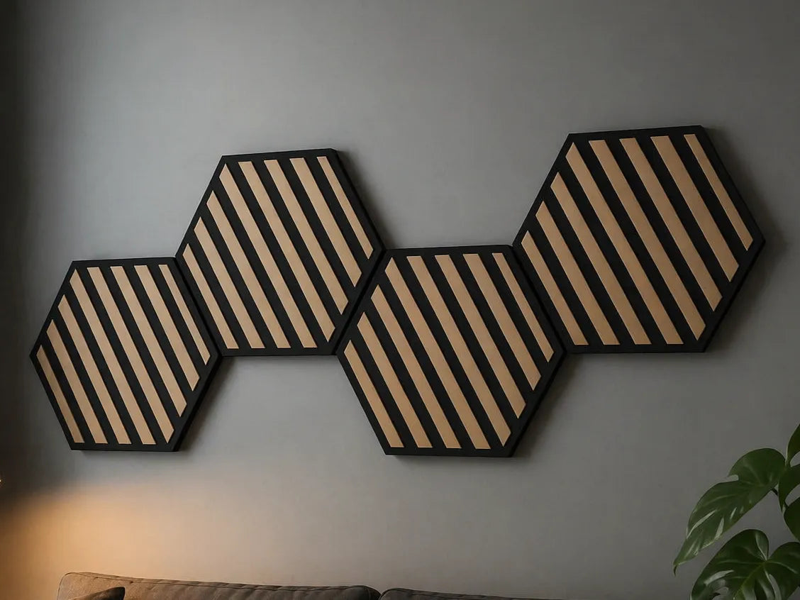 Décoration murale hexagonale moderne – Design à rayures - Art Print