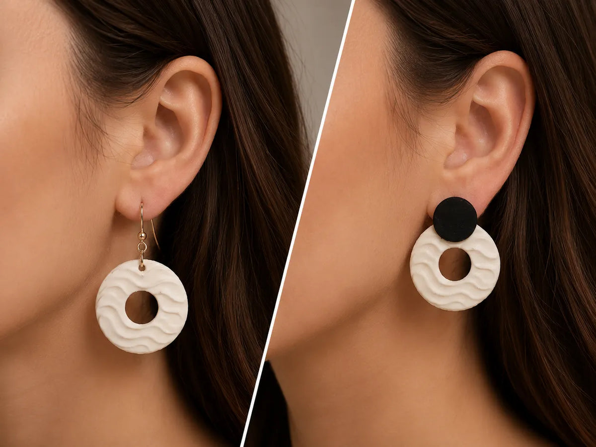 Boucles d'oreilles vagues de l'océan à clipser - Bijoux Print