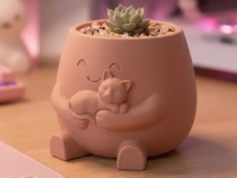 "Cleo" - Pot de fleur mignon chat câlin - Geek Print