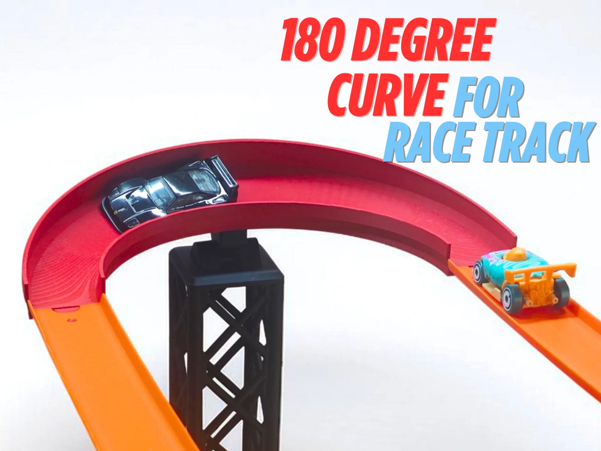 Piste de course pour petites voitures 1:64 moulées sous pression, virage à 180 degrés - Auto Print