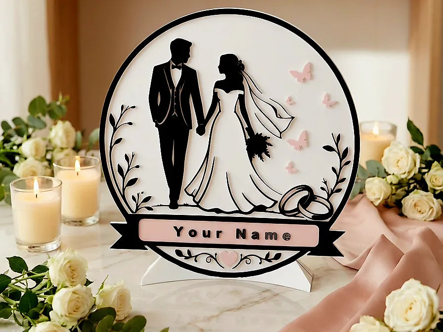 Panneau de couple de mariage personnalisé – Décoration de nom personnalisée - Maison Print