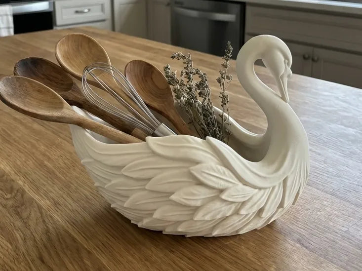 Organisateur de cuisine cygne majestueux et porte-ustensiles - Cuisine Print