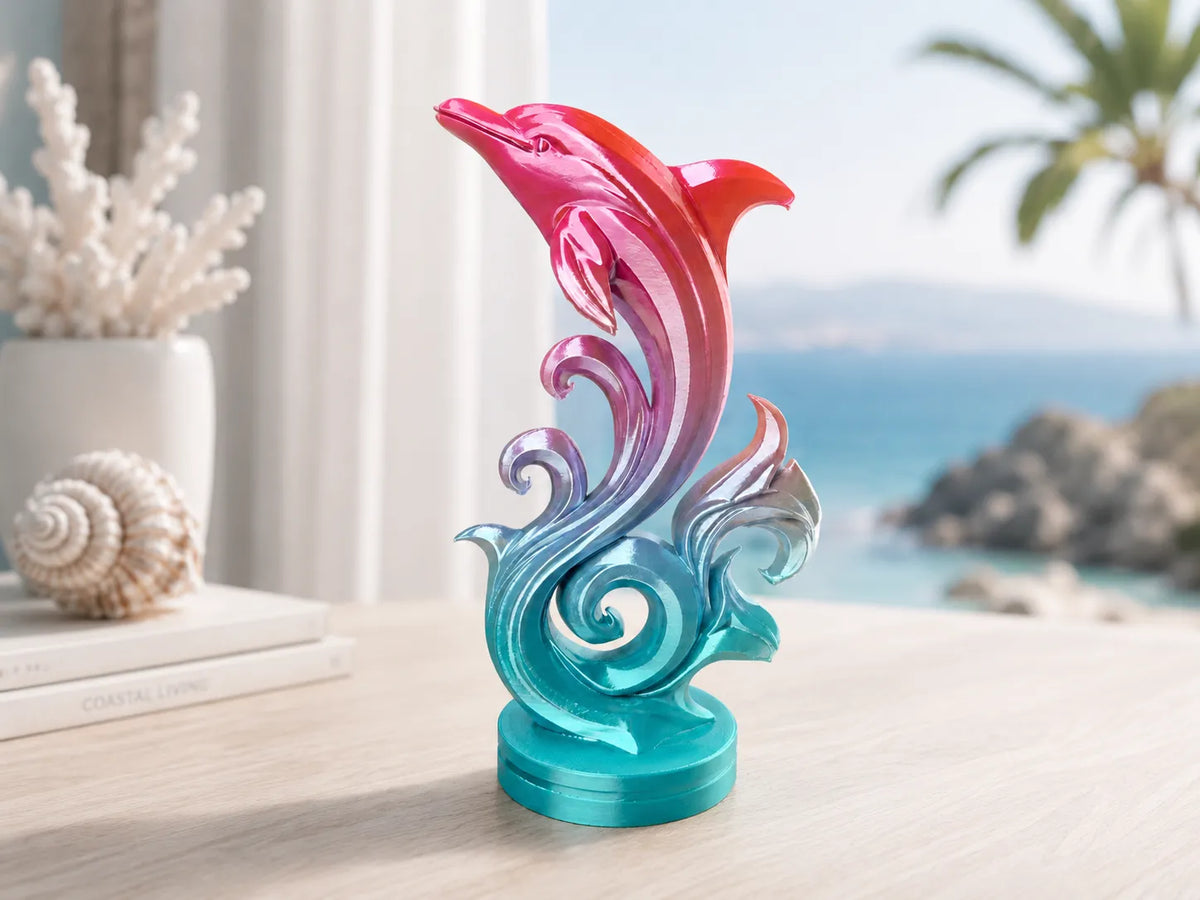 Sculpture Vague Dauphin – Décor Océanique - Art Print