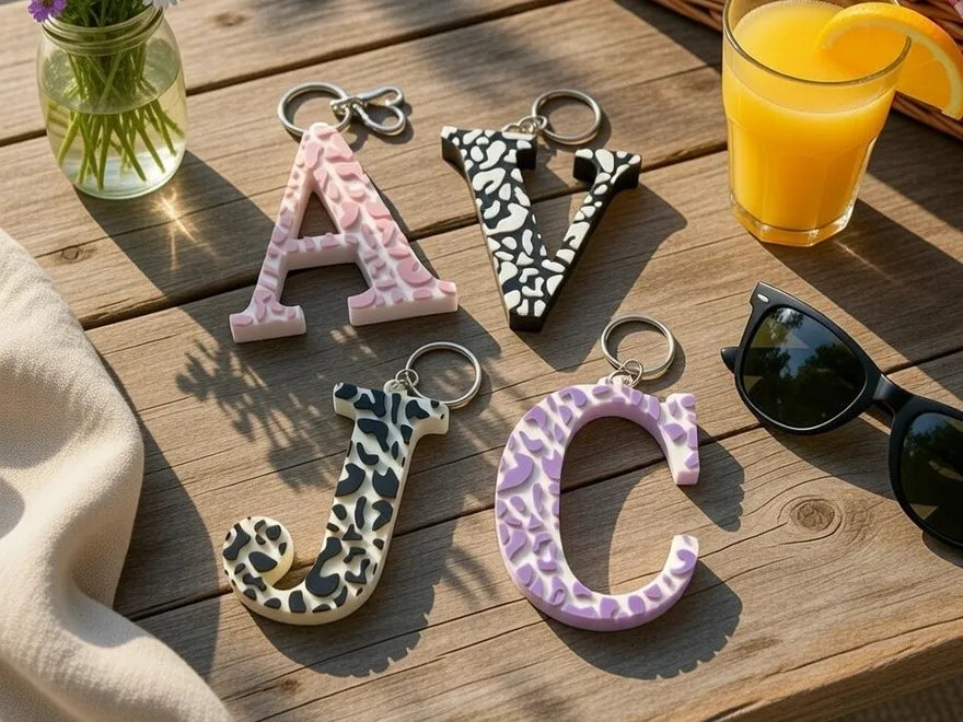 Porte-clés alphabet imprimé léopard - ensemble de A à Z - Art Print
